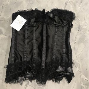 Daisy Black Satin Tie Back Corset Small Brand New